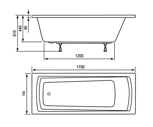 ванна акриловая RAVAK DOMINO PLUS 170x70